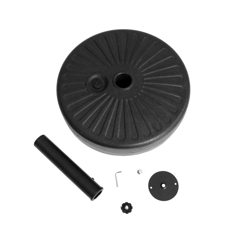 83 lb. Plastic Patio Umbrella Base With 2 Adjustable Knobs, Can Filled with Water/Sand for Outdoor in Black