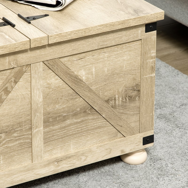 HOMCOM Coffee Table, Square Center Table with Flip-top Lids, Hidden Storage Compartment and Wooden Legs for Living Room