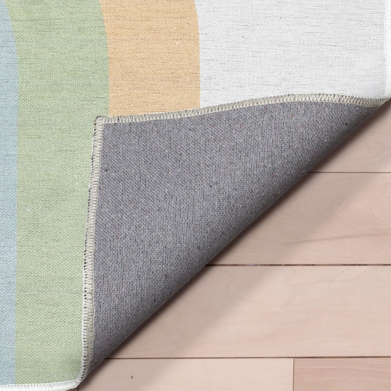 Well Woven Kids Rugs Rainbow Watercolor Modern Machine Washable Area Rug