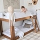 preview thumbnail 11 of 16, Max and Lily Mid-Century Modern Twin over Twin Low Bunk Bed White/Pecan