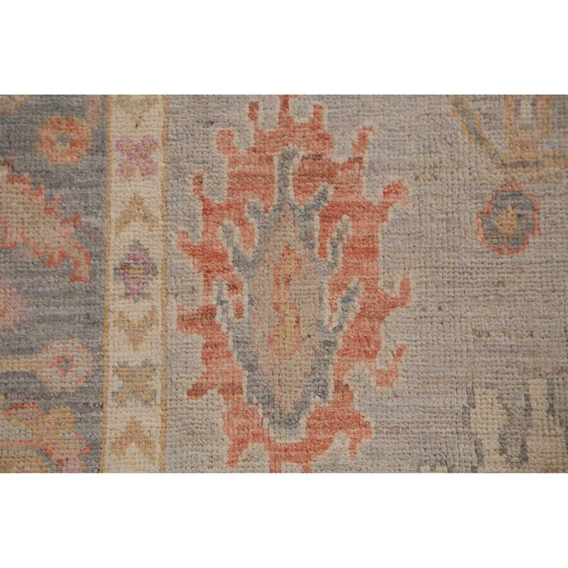 Hand Knotted Oriental 100% Wool Carpet Transitional All-Over Greys & Charcoal Oushak Area Rug - 8' 10'' X 5' 10''