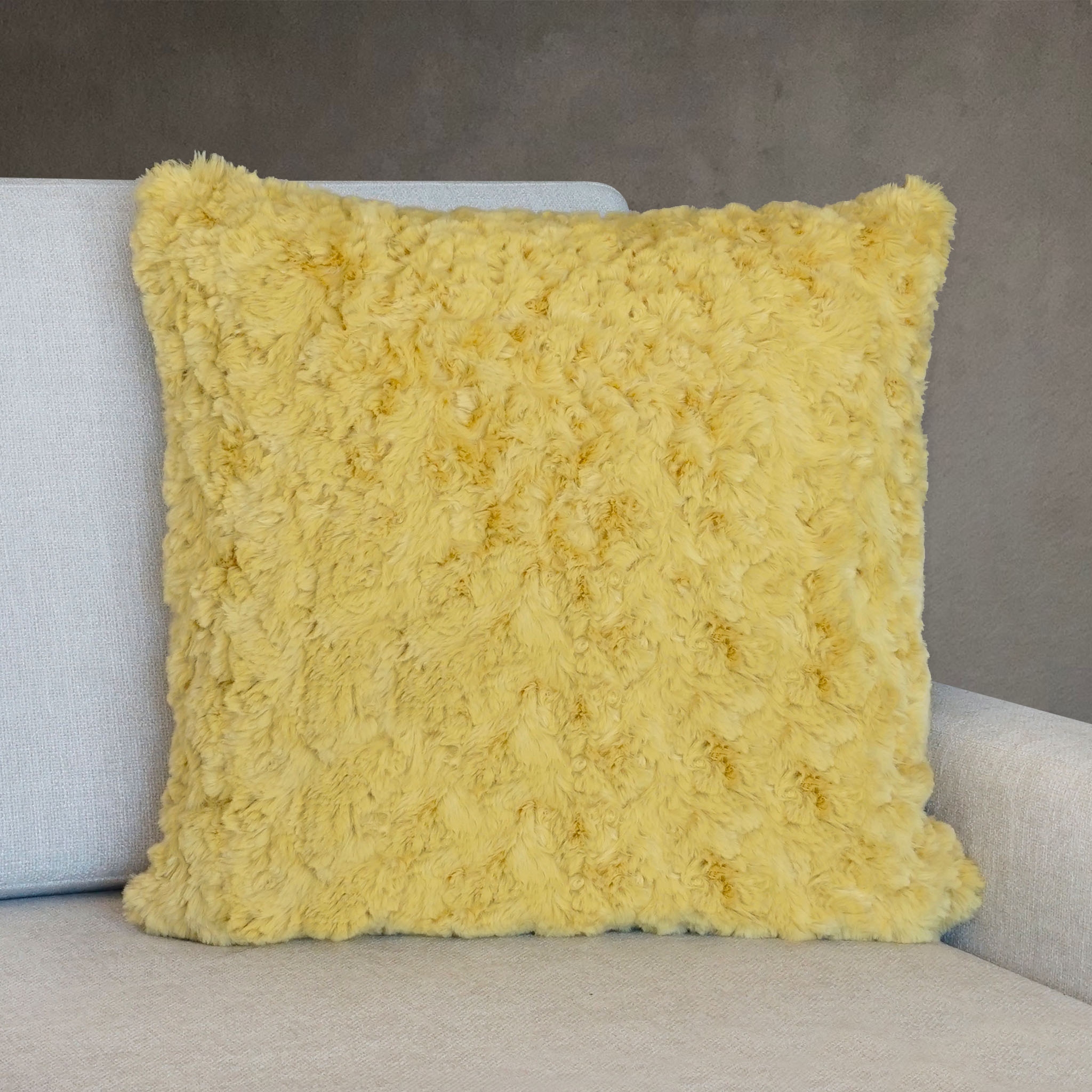 Yellow fur hot sale throw pillow