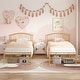 preview thumbnail 20 of 32, VECELO 2-Pack Twin Kids Beds with Hollow Headboard 37.2" Height Modern Bed Set of 2 Matching Minimalist Children's Bedroom Gold