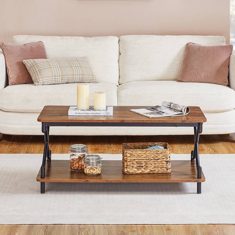 Javlergo Modern 3 Piece Coffee Table Set for Living Room Include Wood Coffee Table and End Table Set of 2