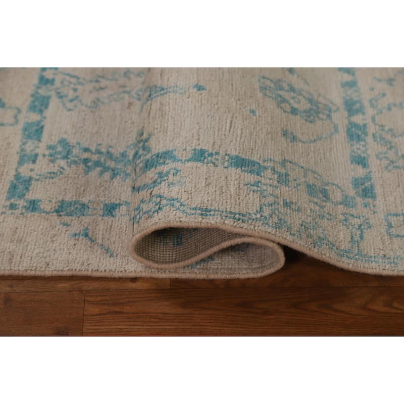 Geometric Oriental Oushak Turkish Wool Rug Hand-knotted Foyer Carpet - 2'0" x 3'11"