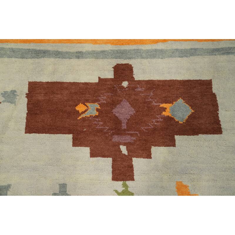 Vegetable Dye Geometric Gabbeh Turkish Area Rug Handmade Wool Carpet - 8' 9'' X 6' 0''