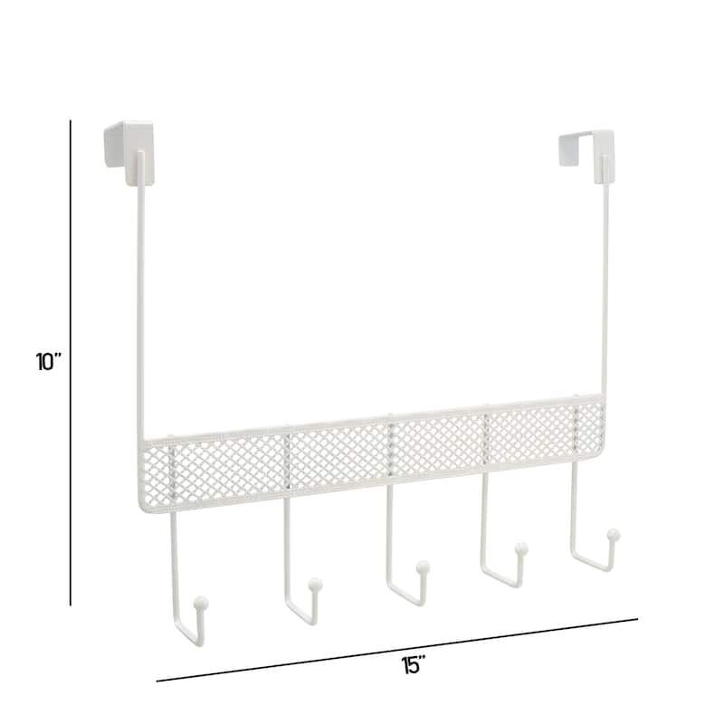 Elle Décor La Croix 5 Hook Over the Door Hook in White - 15"x 4"x 10"