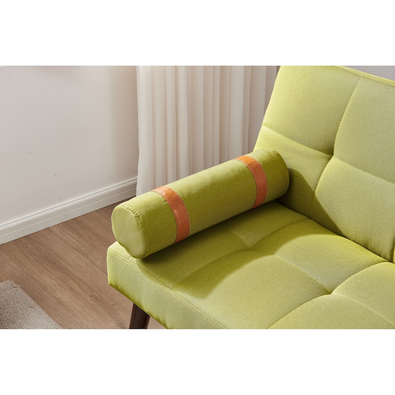 Convertible Sofa Bed Futon with Solid Wood Legs Linen Fabric