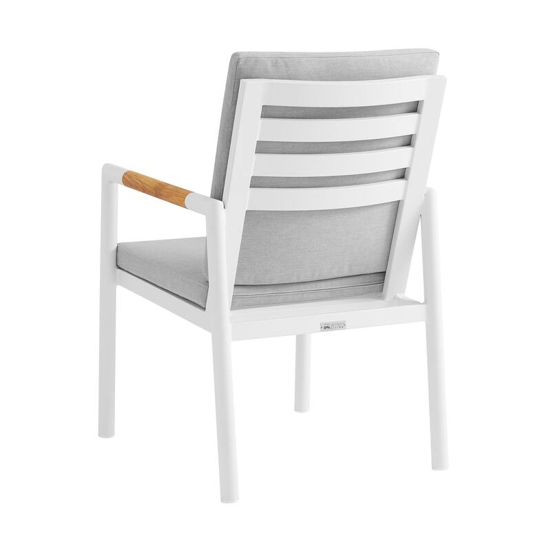 Crown 5 Piece Aluminum and Teak Outdoor Dining Set with Grey Fabric