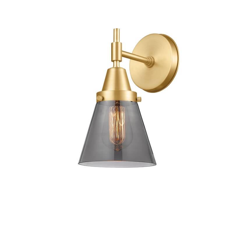 Innovations Lighting Caden Cone - 1 Light 6" Sconce - Satin Gold/Light Smoke
