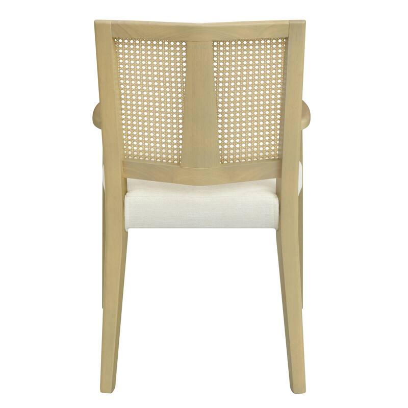Christopher Knight Home - Harrison Mid-Century Upholstered Arm Dining Chair Set of 2 with Rattan Back