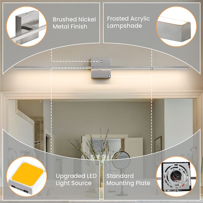 Modern Vanity Lighting Fixtures 24/30/39 inch Bathroom Vanity Lights Over Mirror Wall Sconce for Bathroom