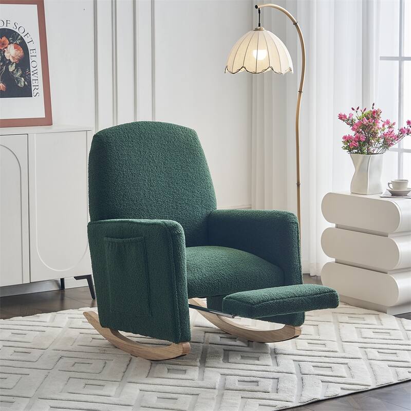 Teddy Fabric Rocking Chair With Adjustable Footrest
