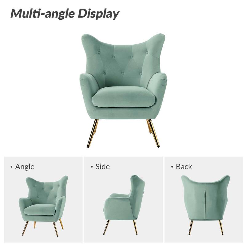 Eusebio Modern Velvet Accent Chair with Tufted Wingback for Living Room Set of 2 by HULALA HOME