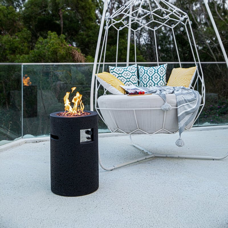 Modeno Lava Tube 18" Outdoor Firepit Table Concrete Patio Heater