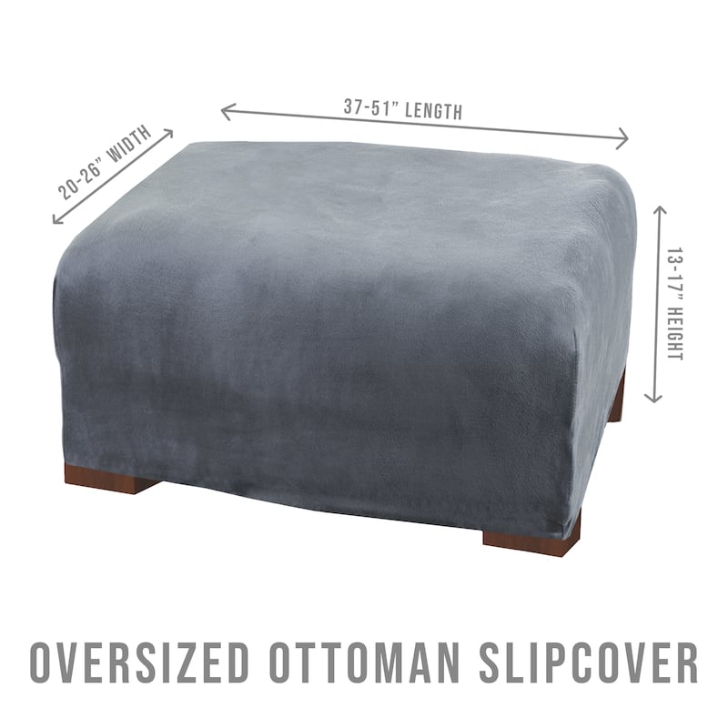 Premium Stretch Velvet-Plush Ottoman Slipcover