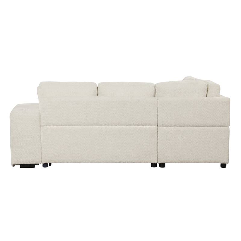 Sectional Pull Out Sofa Bed with Storage Ottoman
