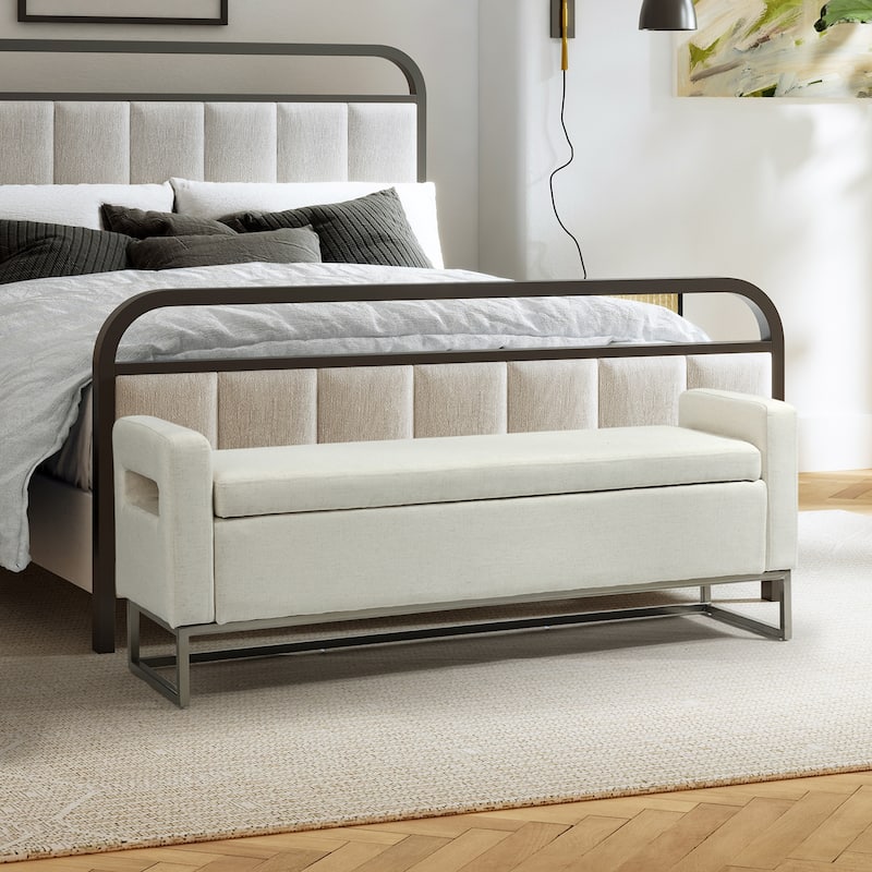 Diana Modern Upholstered Filp-Top Storage Bench with Sturdy Metal Legs