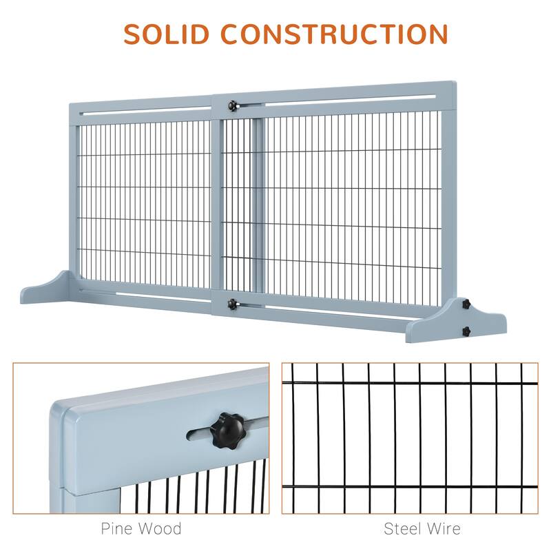 Extra Wide Freestanding Pet Gate Dog Crate Dog Cage with Adjustable Length Dog House Dog Room for Living Room