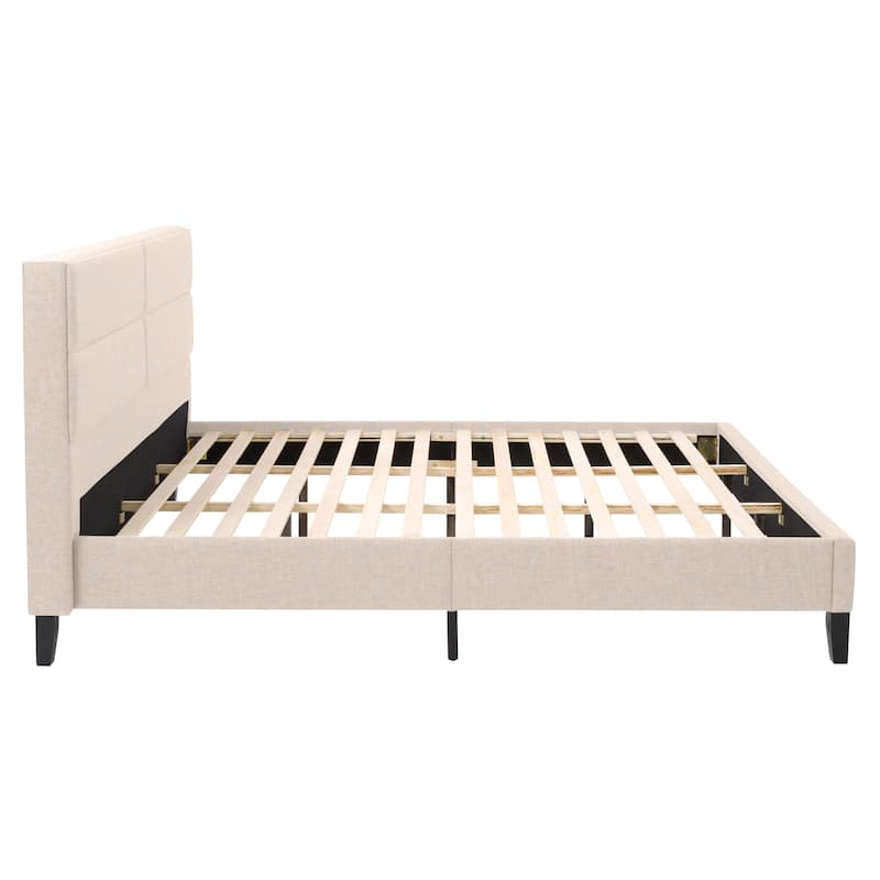 CorLiving Bellevue Dark Grey Upholstered Panel Bed, King