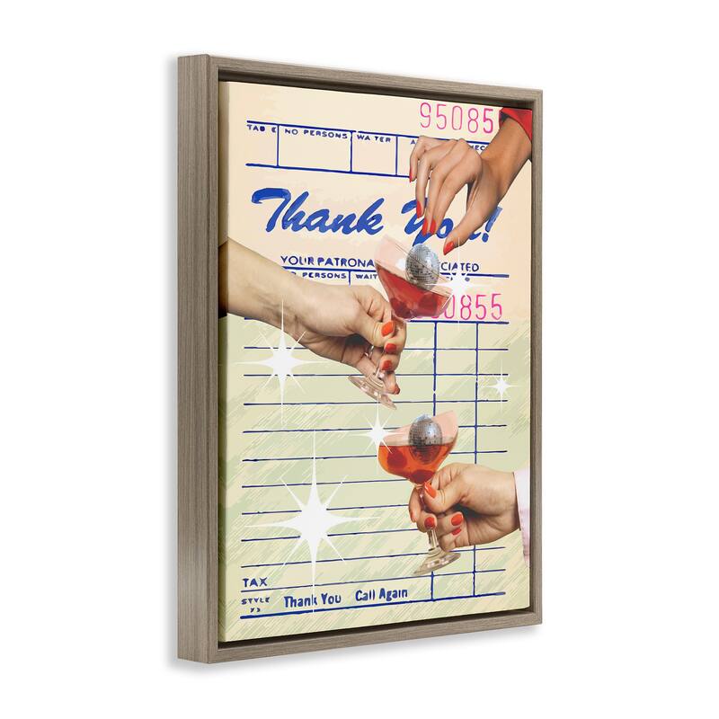 Stupell Drink Cheers Restaurant Check Framed Floater Canvas Wall Art Design By Lil' Rue