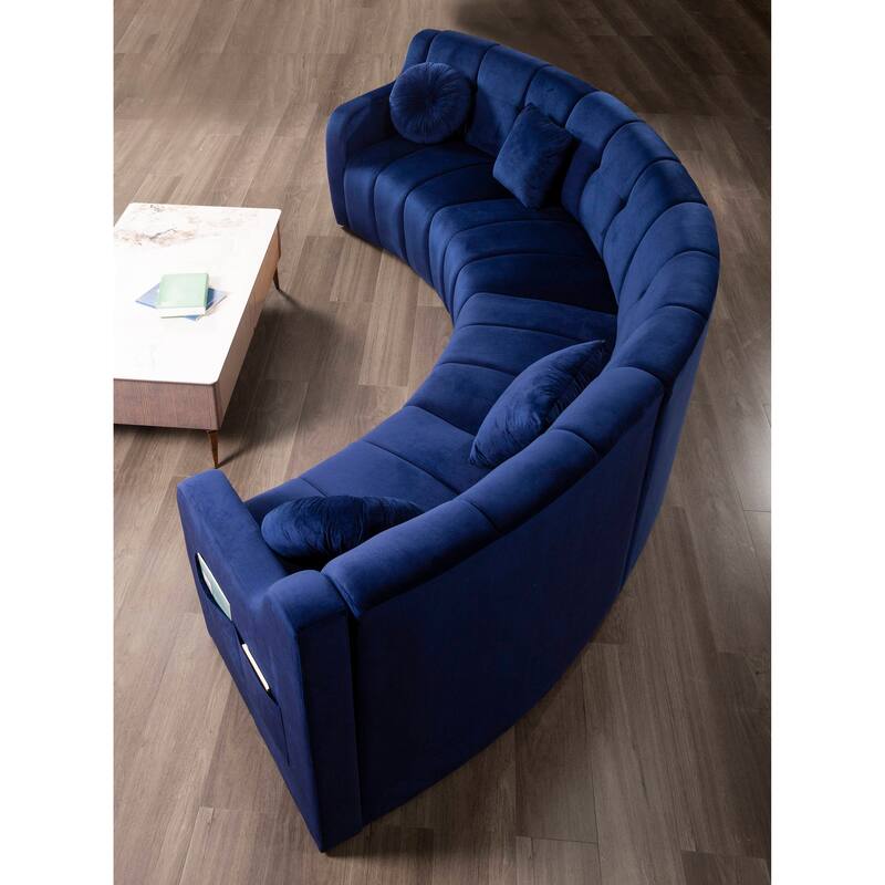 Velvet Symmetrical Modular Legless Curved Floor Sofa - 153"
