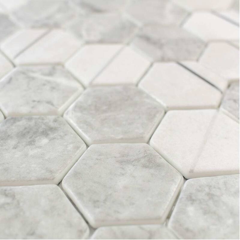 The Tile Life Eterna Hex 2x2 Lineas Gris Glass Mosaic Floor, Backsplash & Wall Tile
