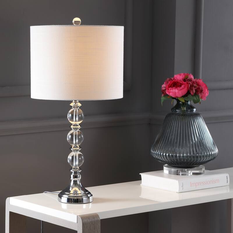 Richard 26" Crystal/Metal LED Table Lamp, Clear/Chrome (Set of 2) by JONATHAN Y