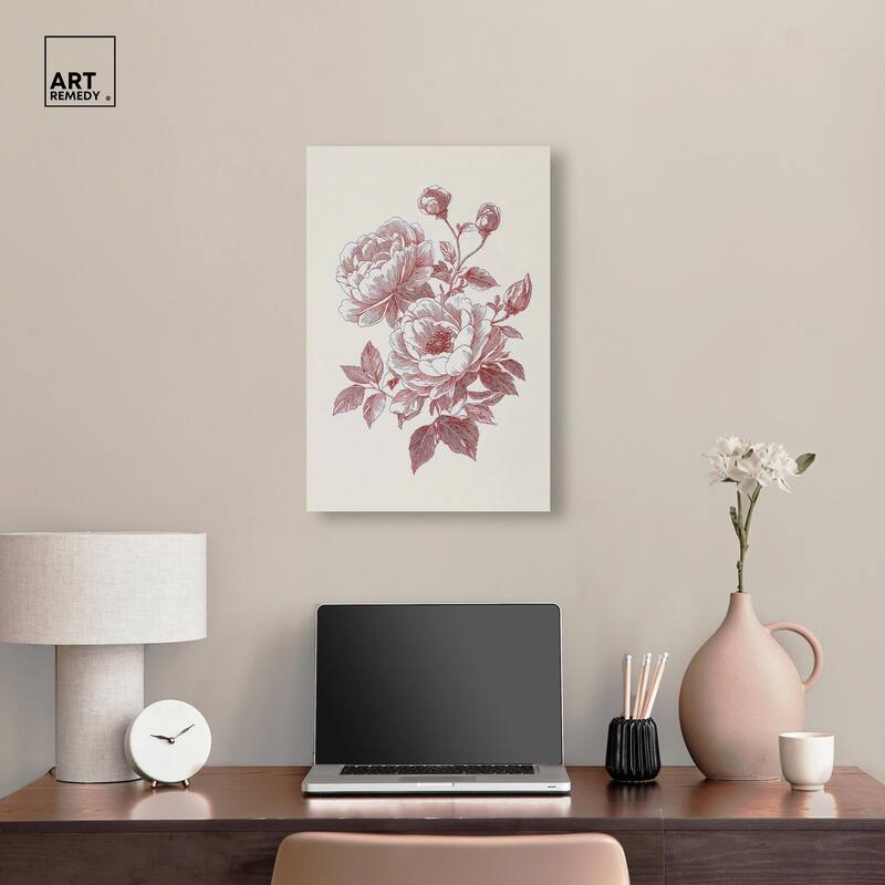 Breezy Red Pencil Blooms Canvas by Art Remedy, Gallery Wrapped