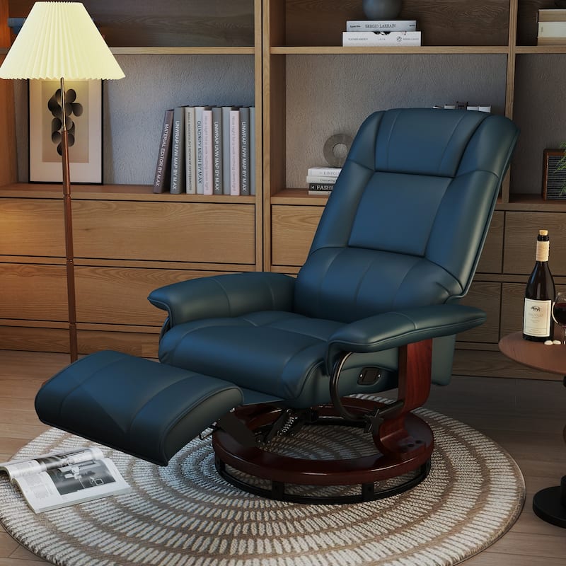 PU Leather Recliner Chair with Swivel Base and Footrest
