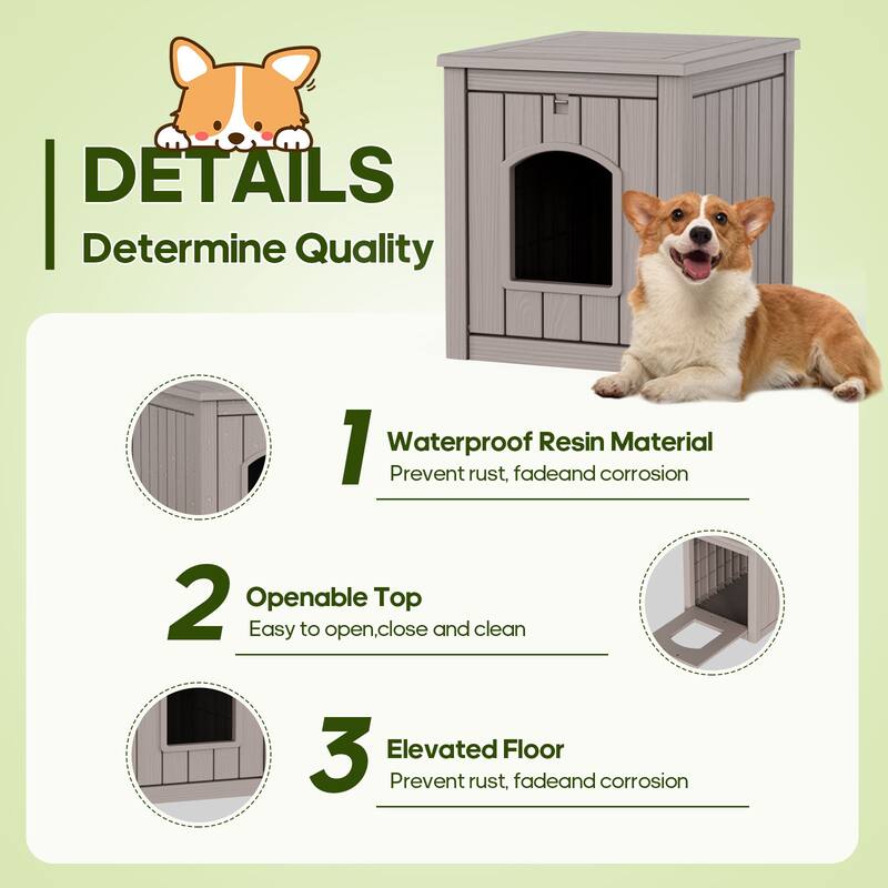 Weatherproof Resin Dog House for Indoor Outdoor Use