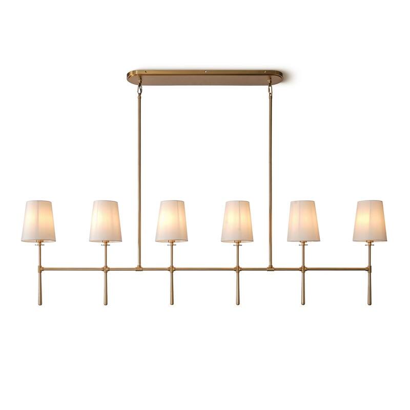 KAYLA 6-Light Chandelier, 42" Wide Modern Dining Room Light Fixture - Gold