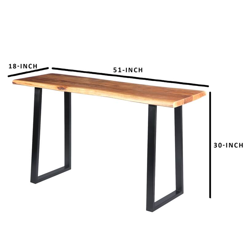 Acacia Wood Office Desk with Metal Legs - Coastal Cottage Style Desk, 51" Wide