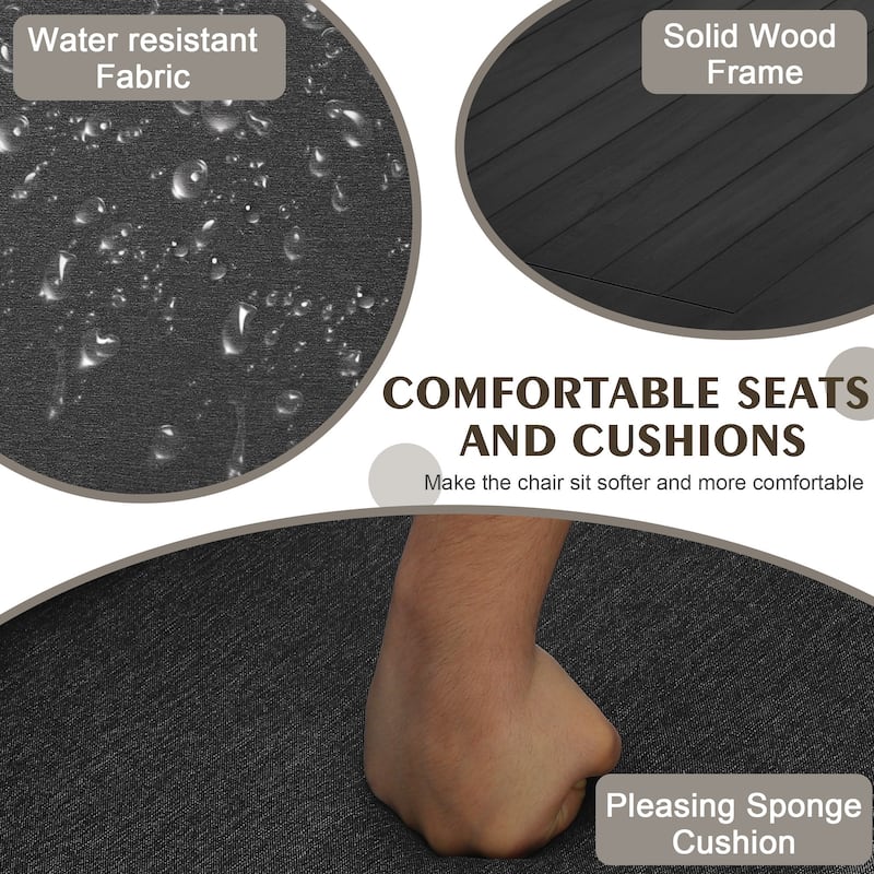 Outdoor Wood Cushion Loveseat with Side Table