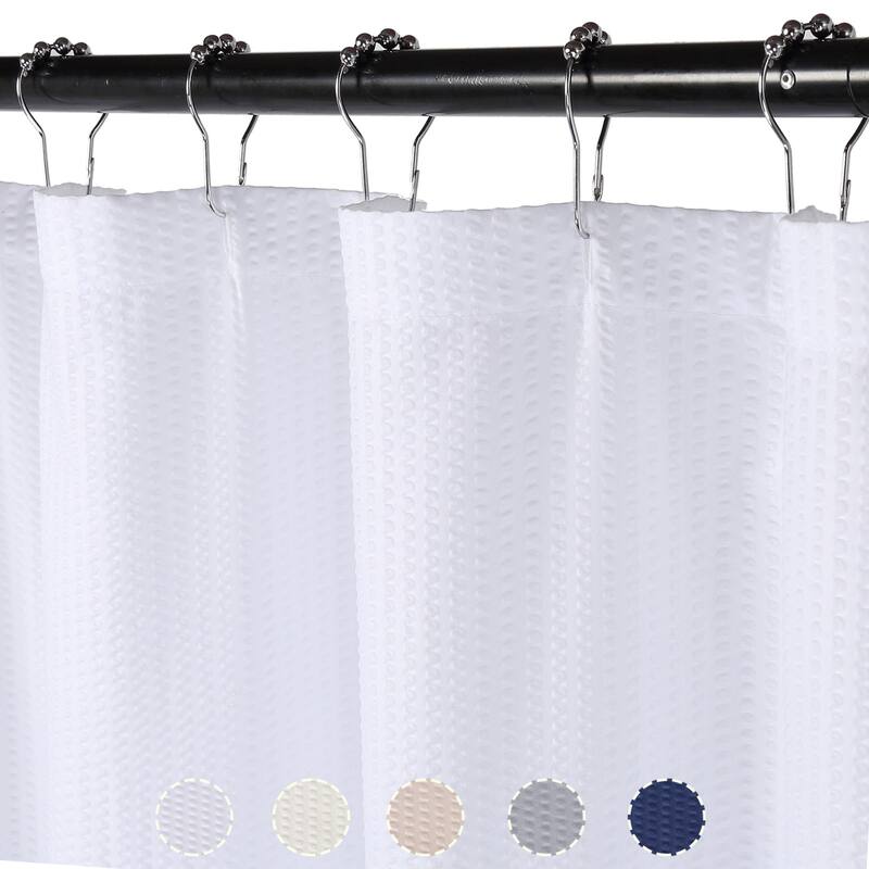 Soft Embossed Microfiber Fabric Shower Curtain or Liner, Water Repellent - White|72W x 96H