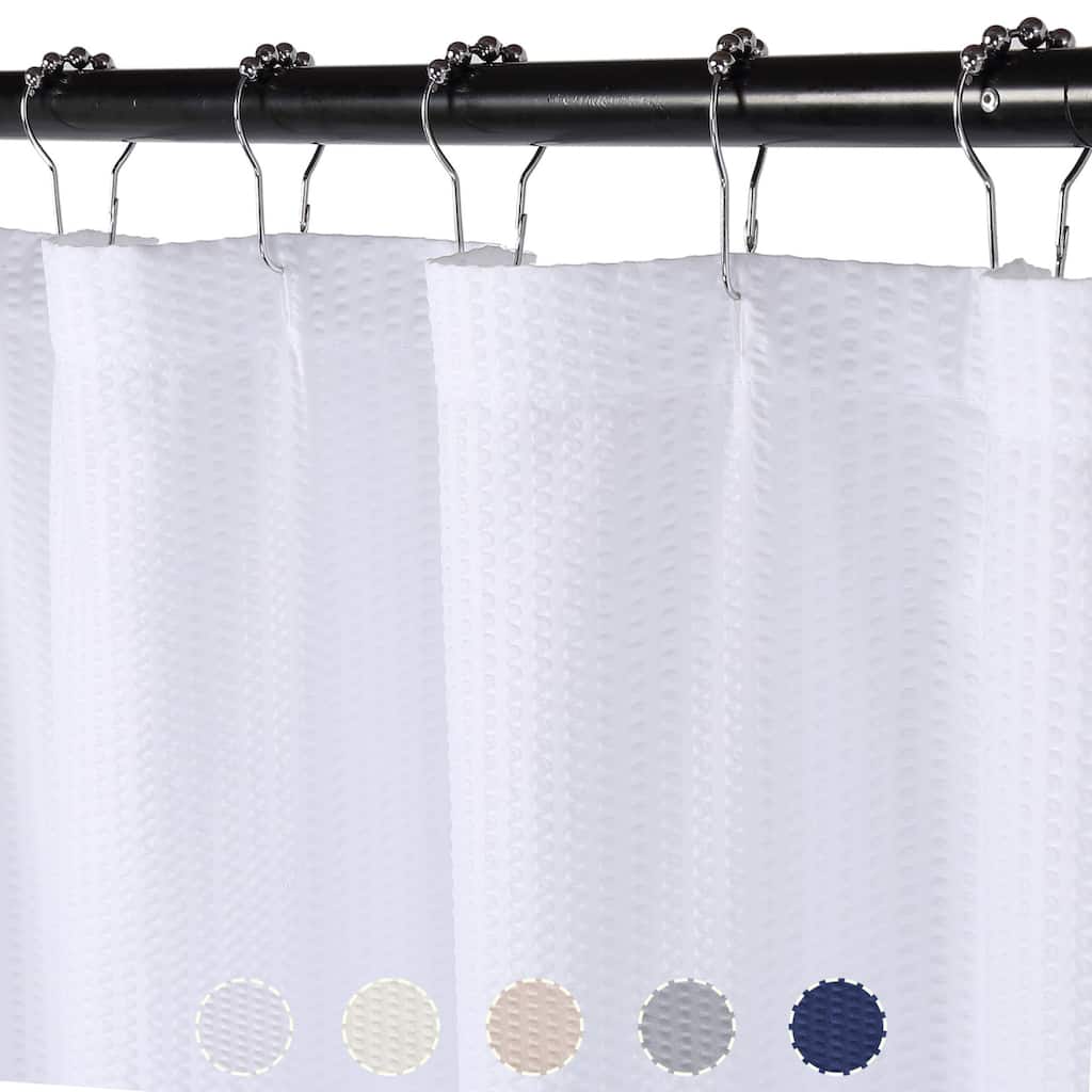 Soft Embossed Microfiber Fabric Shower Curtain or Liner, Water Repellent