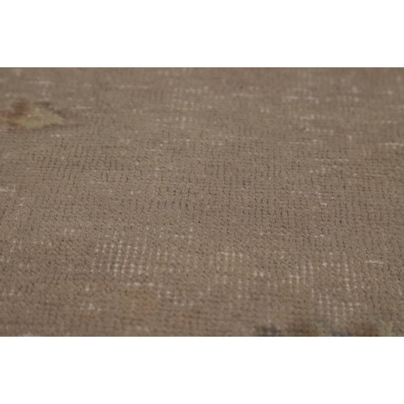 Brown Medallion Tabriz Persian Area Rug Handmade Floral Wool Carpet - 9'7"x 12'3"