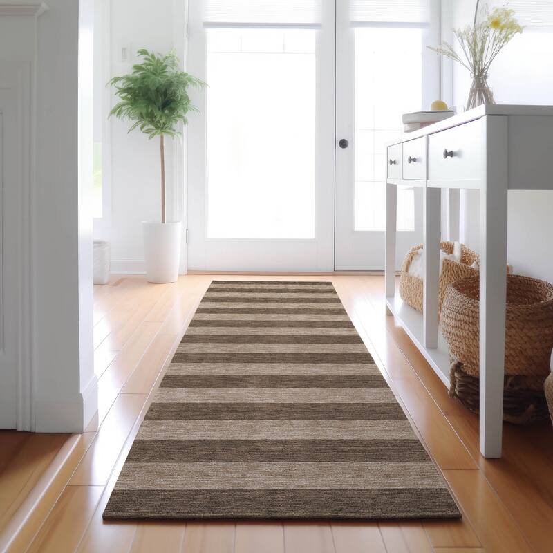 Premium Washable Super Soft Cabana Stripe Mayfield Rug - Coffee - 2' 3" x 7' 6" - Runner