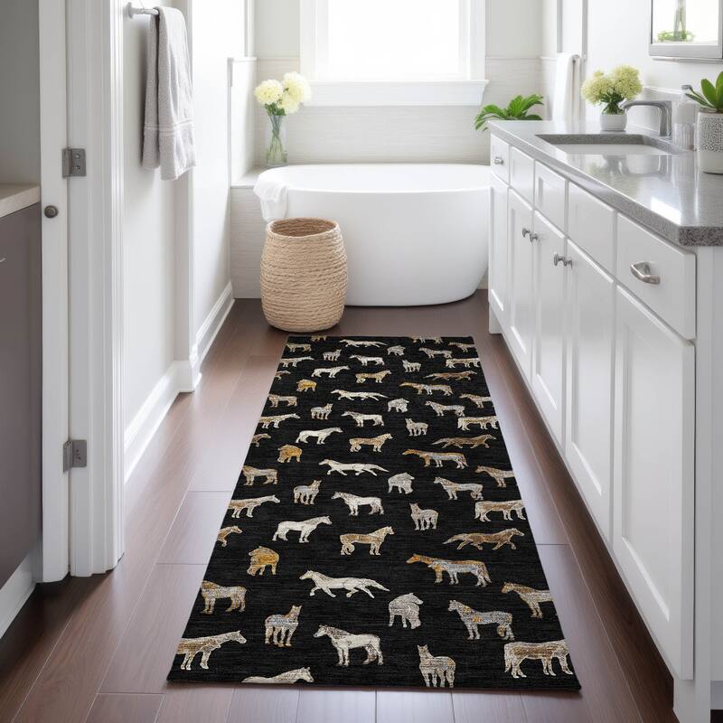 Machine Washable Indoor/ Outdoor Horses Chantille Rug