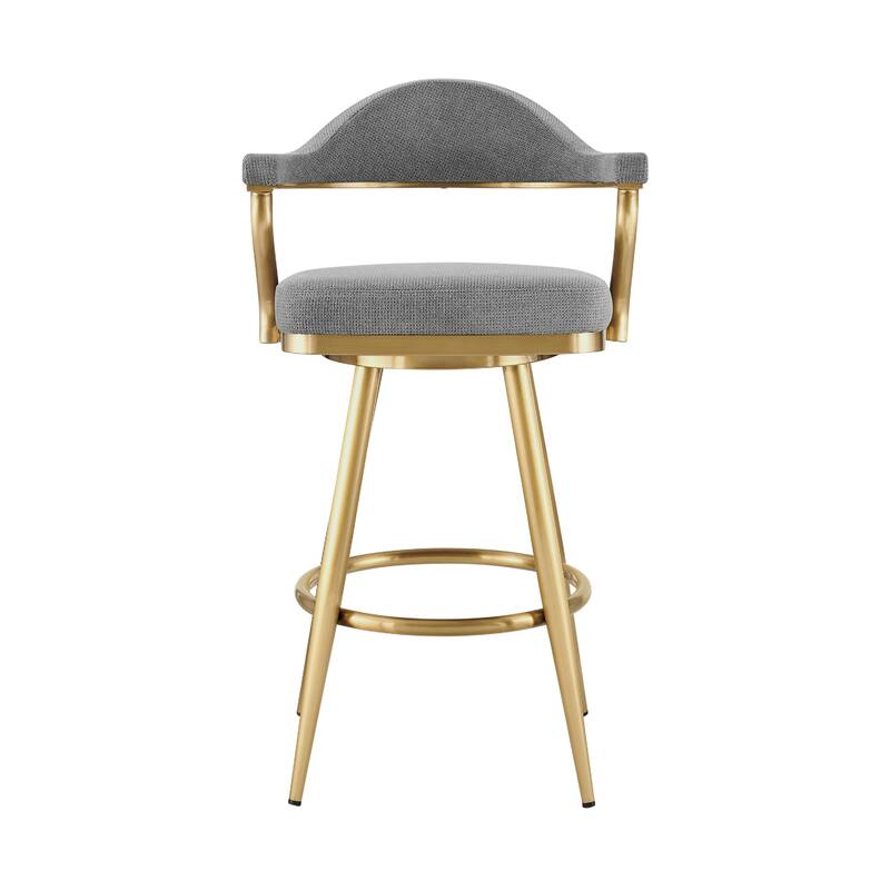 Justy Swivel Counter Stool Chair, Gold Steel, Anchor Gray Polyester