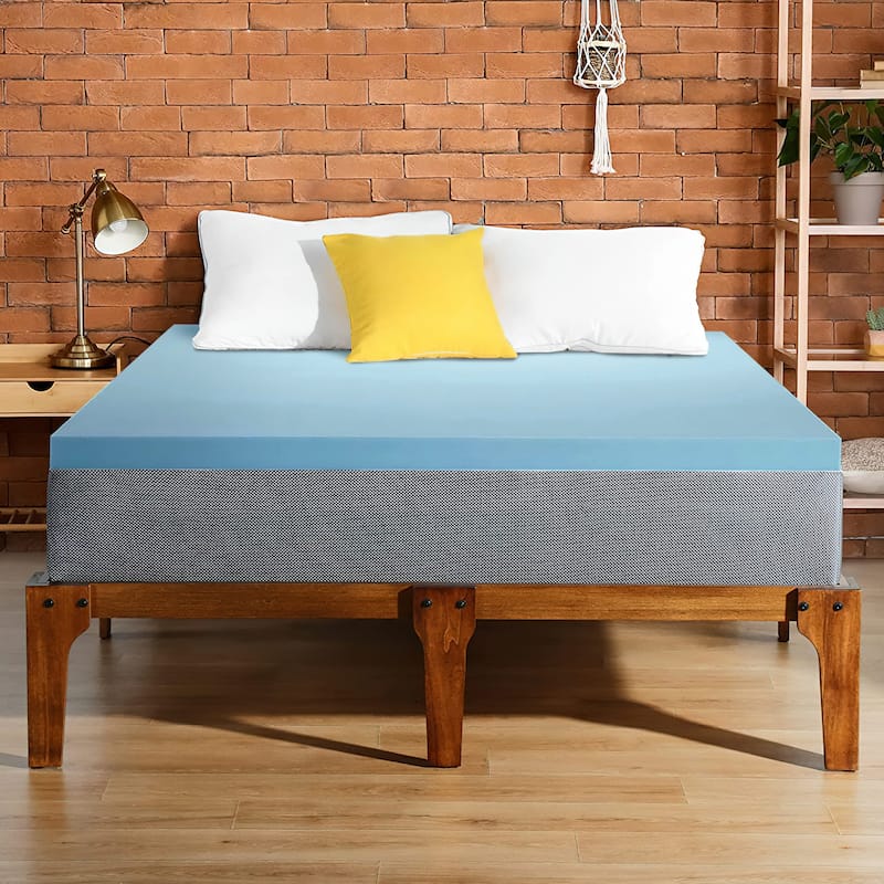 Onetan, 1", 2" & 3" Gel Memory Foam Mattress Topper, Blue