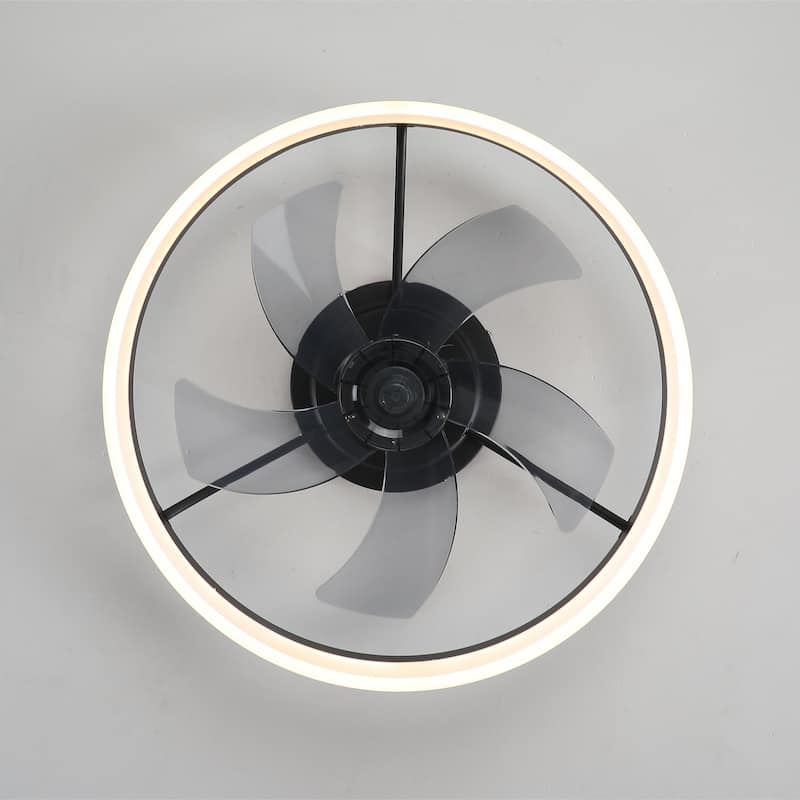 20 in. W x 6 in. H Ceiling Fan in Black and White with Dimmable LED Lights - 20“ x 6" in