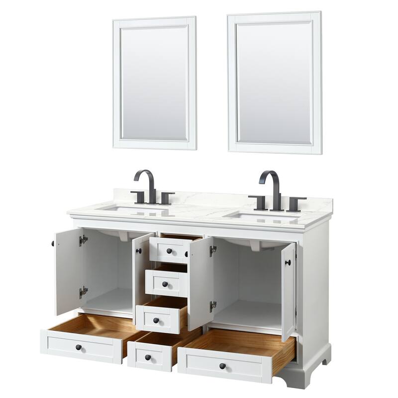 Deborah 60-inch Double Vanity, Quartz Top, 24-inch Mirrors