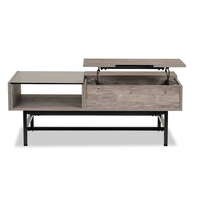 Magnussen Home Fenwick Whitetail Brown and Smoke Glass Rectangular Lift Top Cocktail Table - 48''W x 26''D x 18''H