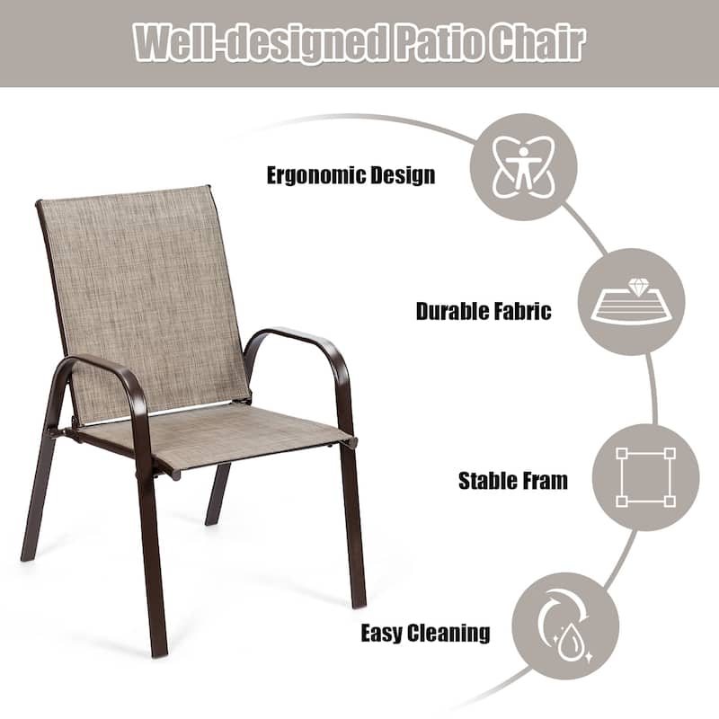 Costway 4PCS Patio Chairs Garden Deck Yard with Armrest - See Details