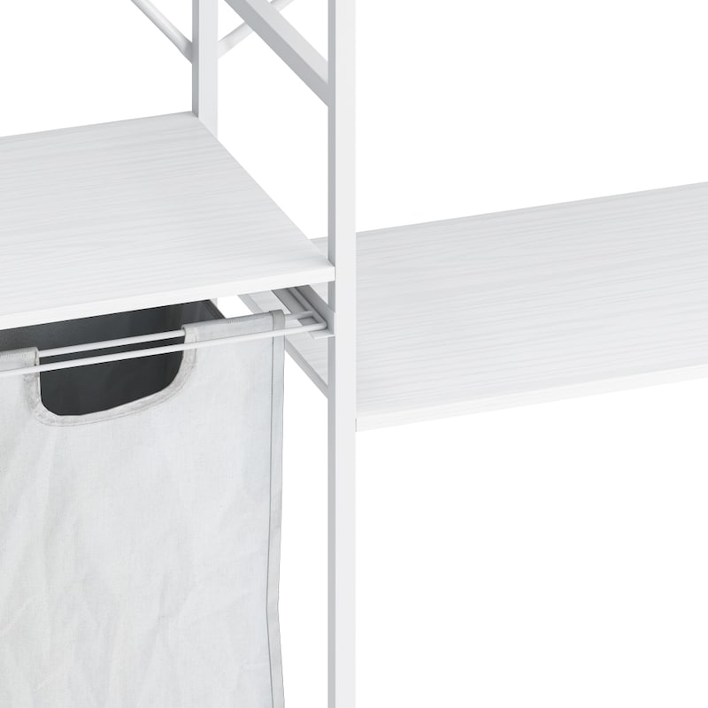 Portable Clothes Rack with Bottom Mesh Rack and Oxford Storage Bag