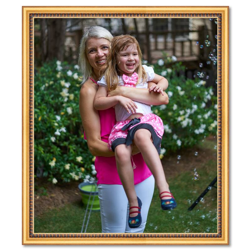 10x13 Frame Beaded Gold Solid Wood Picture Frame | 0.75 Inches