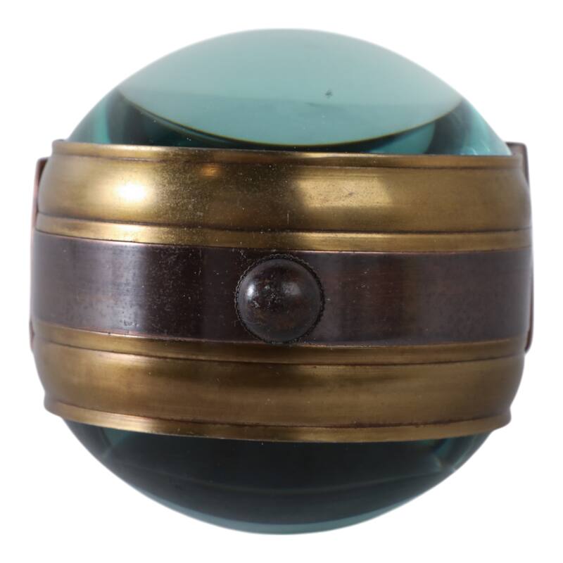 Metal Glass Desk Clock with Glass Lens and Roman Numerals Face on Base - 5" x 5" x 7"