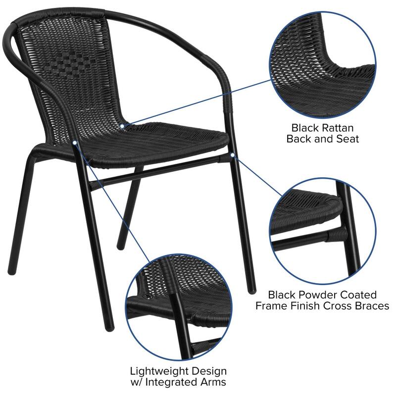 2 Pack Rattan Indoor-Outdoor Restaurant Stack Chair