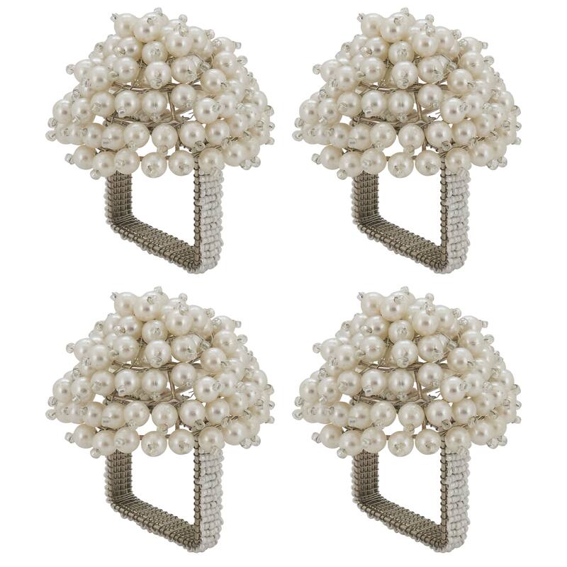 Pearl Napkin Rings With Dome Design (Set of 4)